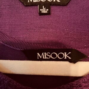 Misook Large eggplant colored fall sweater set. cardigan sweater with sleeveless